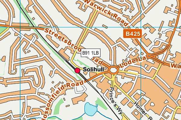 B91 1LB map - OS VectorMap District (Ordnance Survey)