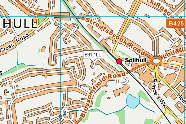 B91 1LL map - OS VectorMap District (Ordnance Survey)