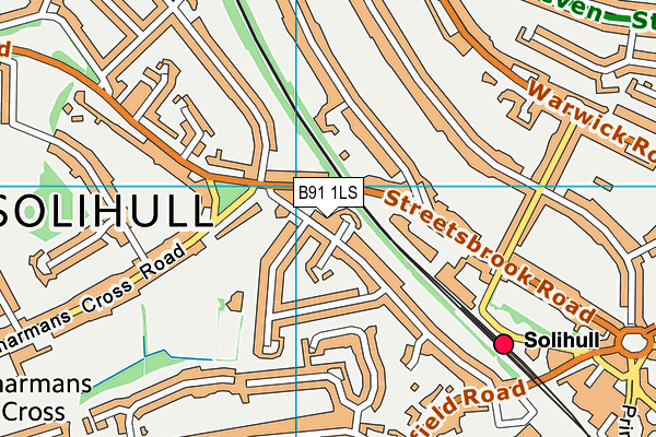 B91 1LS map - OS VectorMap District (Ordnance Survey)