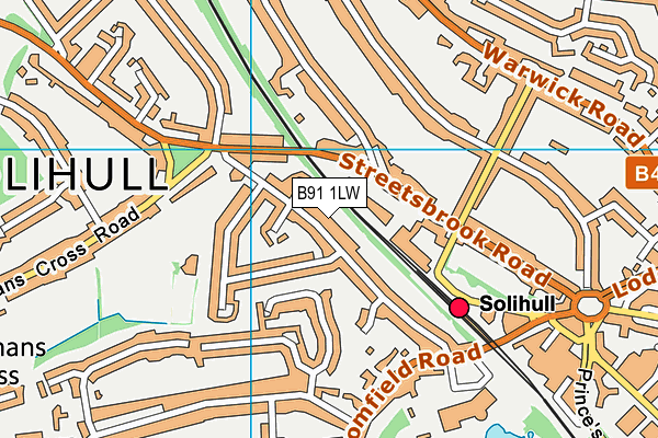 B91 1LW map - OS VectorMap District (Ordnance Survey)