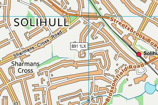 B91 1LX map - OS VectorMap District (Ordnance Survey)