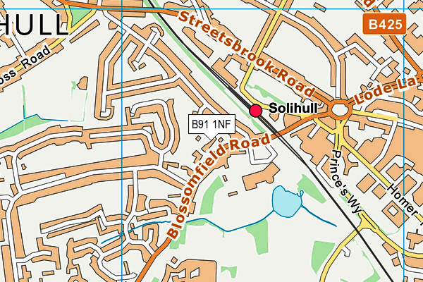 B91 1NF map - OS VectorMap District (Ordnance Survey)