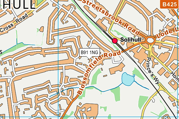 B91 1NG map - OS VectorMap District (Ordnance Survey)