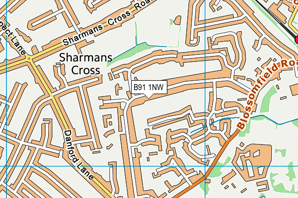 B91 1NW map - OS VectorMap District (Ordnance Survey)