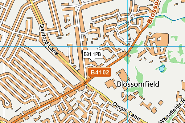 B91 1PB map - OS VectorMap District (Ordnance Survey)