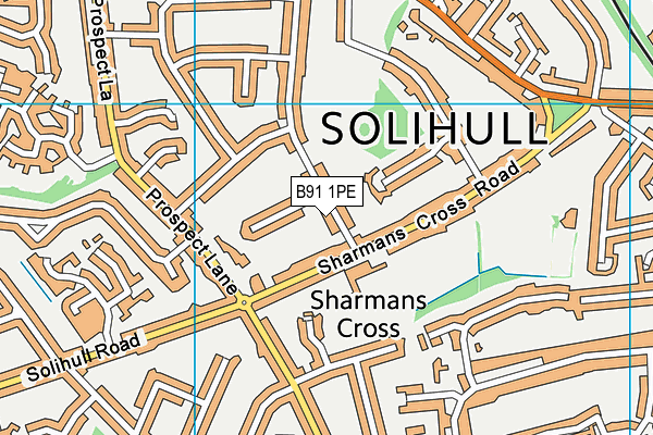 B91 1PE map - OS VectorMap District (Ordnance Survey)