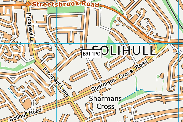 B91 1PG map - OS VectorMap District (Ordnance Survey)