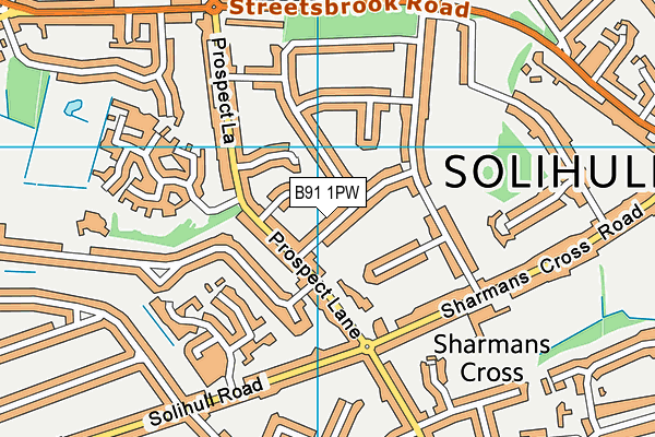 B91 1PW map - OS VectorMap District (Ordnance Survey)