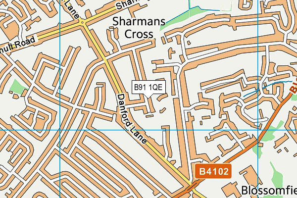 B91 1QE map - OS VectorMap District (Ordnance Survey)
