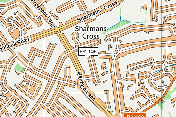 B91 1QF map - OS VectorMap District (Ordnance Survey)