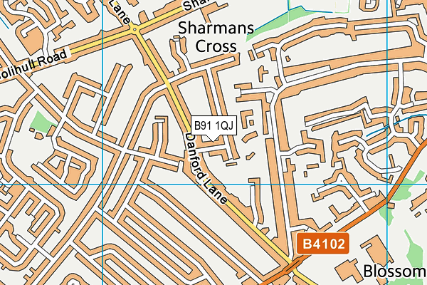 B91 1QJ map - OS VectorMap District (Ordnance Survey)