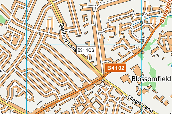 B91 1QS map - OS VectorMap District (Ordnance Survey)
