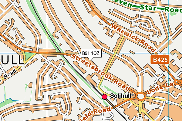 B91 1QZ map - OS VectorMap District (Ordnance Survey)