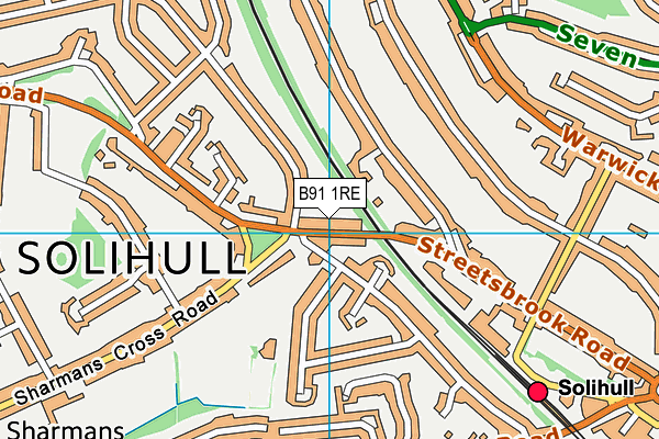 B91 1RE map - OS VectorMap District (Ordnance Survey)