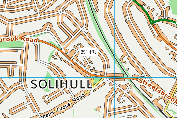 B91 1RJ map - OS VectorMap District (Ordnance Survey)