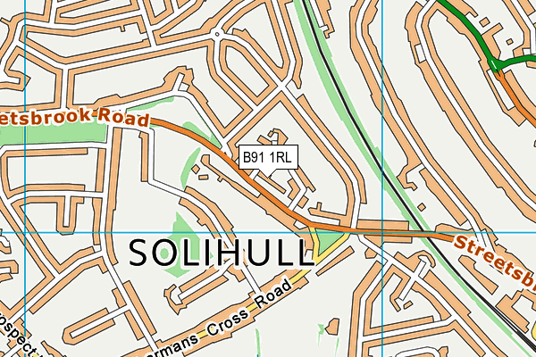 B91 1RL map - OS VectorMap District (Ordnance Survey)