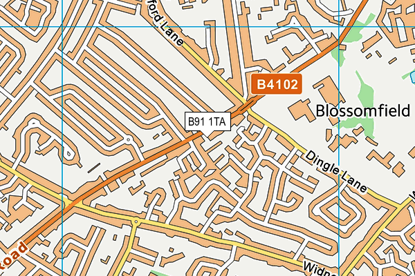 B91 1TA map - OS VectorMap District (Ordnance Survey)
