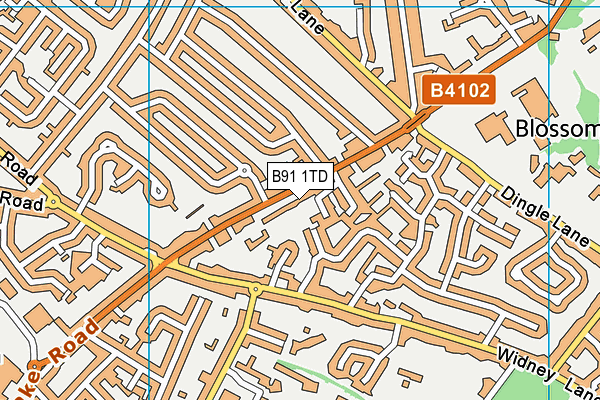 B91 1TD map - OS VectorMap District (Ordnance Survey)