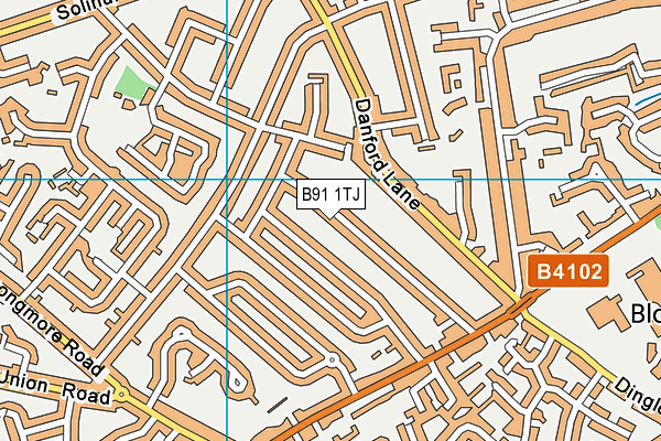 B91 1TJ map - OS VectorMap District (Ordnance Survey)