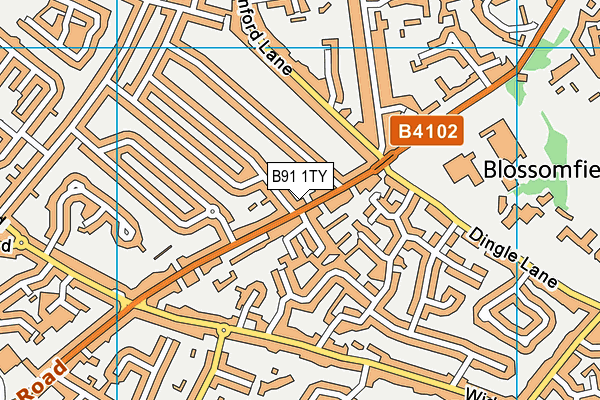 B91 1TY map - OS VectorMap District (Ordnance Survey)