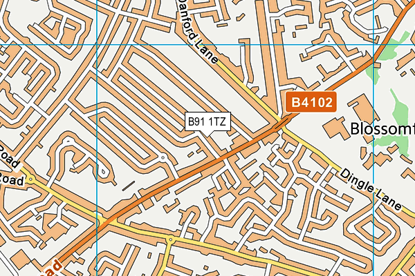 B91 1TZ map - OS VectorMap District (Ordnance Survey)