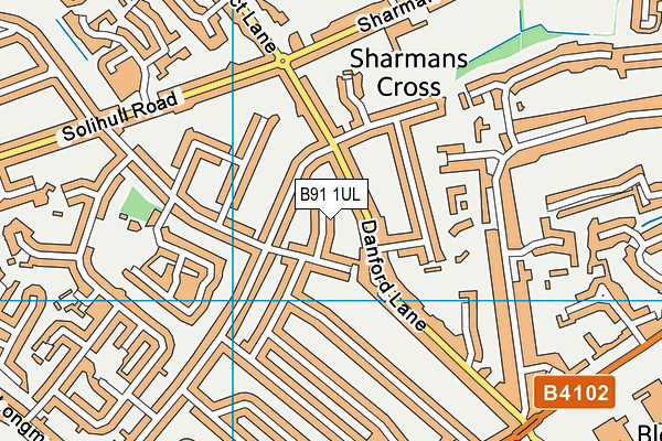 B91 1UL map - OS VectorMap District (Ordnance Survey)