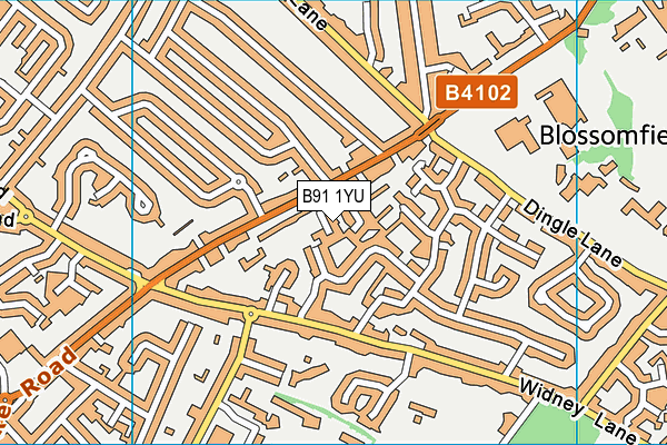 B91 1YU map - OS VectorMap District (Ordnance Survey)