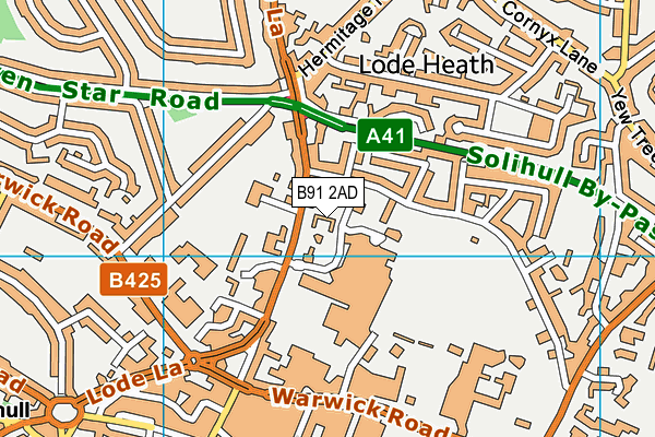 B91 2AD map - OS VectorMap District (Ordnance Survey)