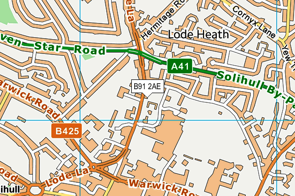 B91 2AE map - OS VectorMap District (Ordnance Survey)