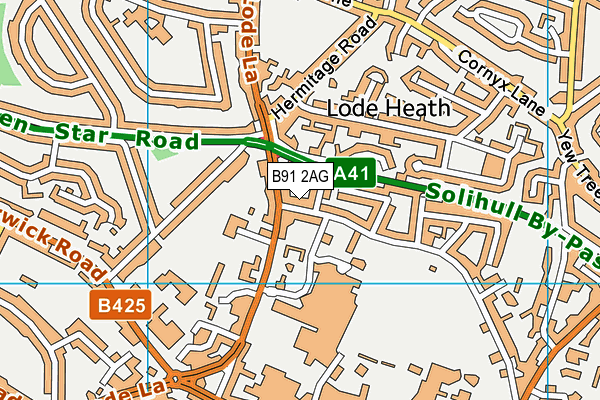 B91 2AG map - OS VectorMap District (Ordnance Survey)