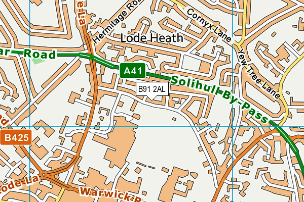 B91 2AL map - OS VectorMap District (Ordnance Survey)