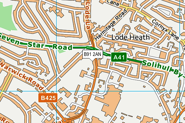 B91 2AN map - OS VectorMap District (Ordnance Survey)