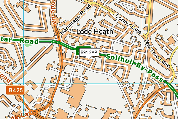 B91 2AP map - OS VectorMap District (Ordnance Survey)