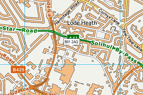 B91 2AQ map - OS VectorMap District (Ordnance Survey)