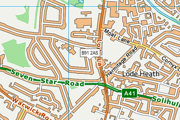 B91 2AS map - OS VectorMap District (Ordnance Survey)