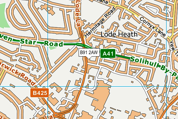 B91 2AW map - OS VectorMap District (Ordnance Survey)