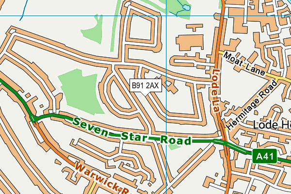 B91 2AX map - OS VectorMap District (Ordnance Survey)