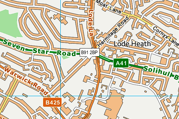 B91 2BP map - OS VectorMap District (Ordnance Survey)