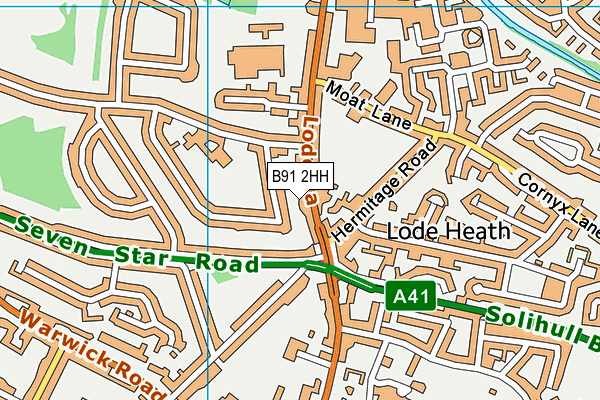 B91 2HH map - OS VectorMap District (Ordnance Survey)