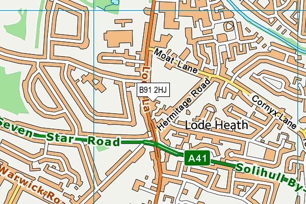 B91 2HJ map - OS VectorMap District (Ordnance Survey)