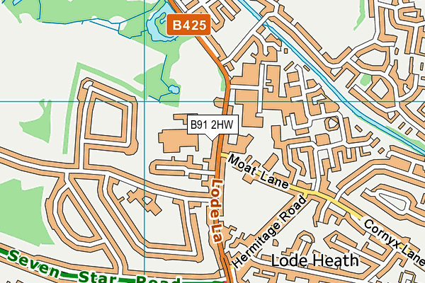 Lode Heath School map (B91 2HW) - OS VectorMap District (Ordnance Survey)