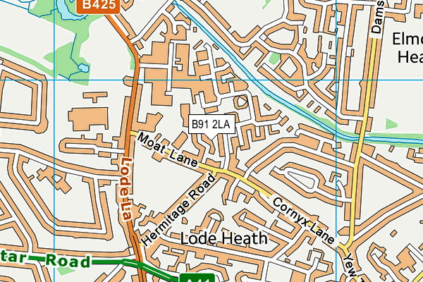 B91 2LA map - OS VectorMap District (Ordnance Survey)