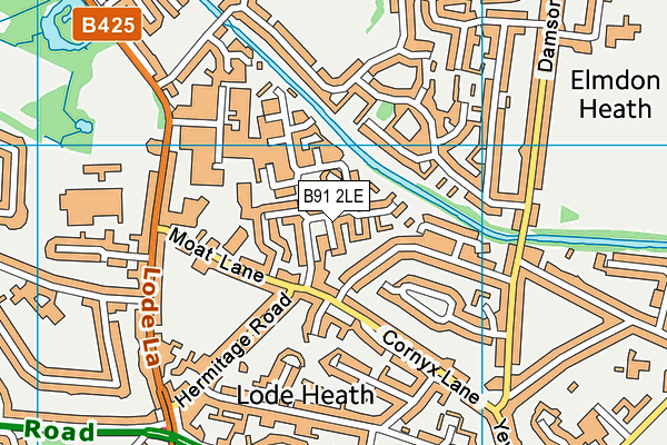 B91 2LE map - OS VectorMap District (Ordnance Survey)