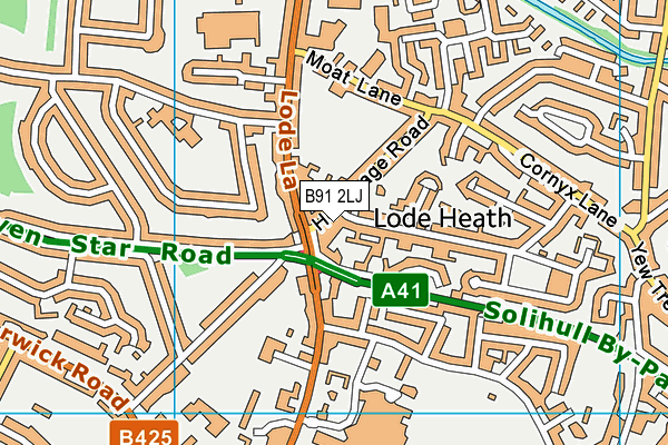 B91 2LJ map - OS VectorMap District (Ordnance Survey)