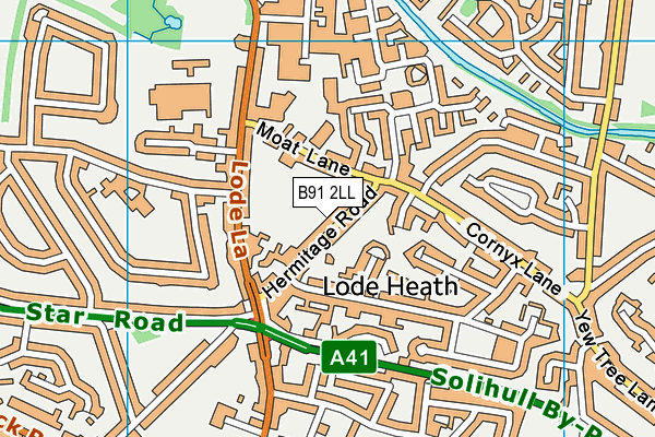 B91 2LL map - OS VectorMap District (Ordnance Survey)