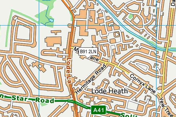 B91 2LN map - OS VectorMap District (Ordnance Survey)