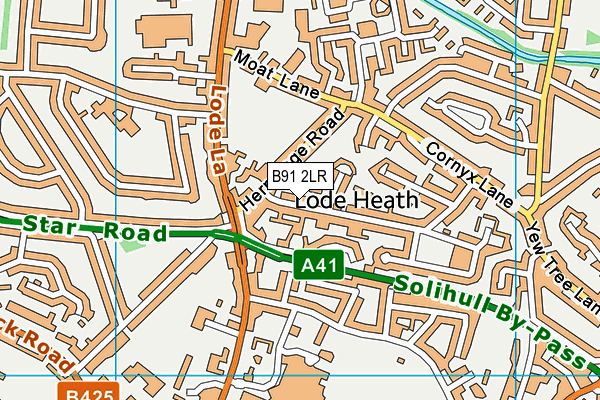 B91 2LR map - OS VectorMap District (Ordnance Survey)