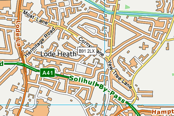 B91 2LX map - OS VectorMap District (Ordnance Survey)