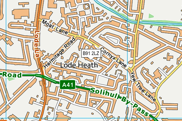 B91 2LZ map - OS VectorMap District (Ordnance Survey)