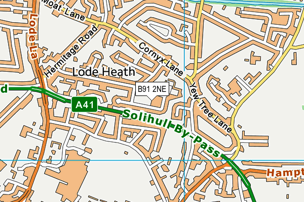 B91 2NE map - OS VectorMap District (Ordnance Survey)